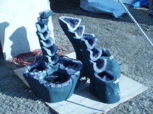 An Amethyst water feature carved from a geode.