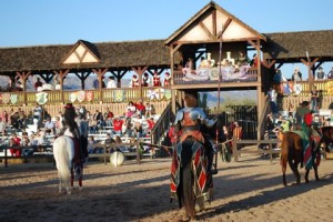 The king watches as the joust is about to begin.