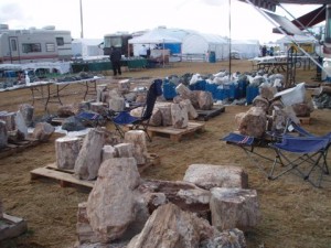 Petrified wood at the Electric Park RV Show.  This show was mostly closed due to rain.