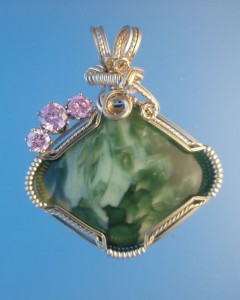 Green Victoria Stone with pink Topaz