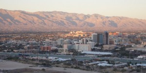 Sun sets on Tucson-Notice no sides on the big tent.