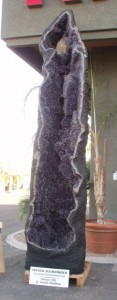 The tallest of the many amethyst geodes at this years show.  This one I estimated at 20' tall with a large while quartz crystal inside it at the top.  I did not bother to ask how much it was.