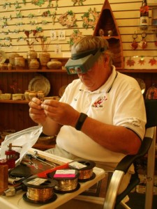 I'm in deep concentration making jewelry in Copper World.