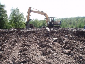 The backhoe was busy at the Cliff digging trenches for us to hunt.