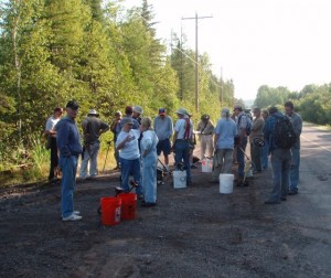 Everyone waits with anticipation to be let onto the rock pile.