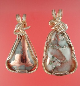 Two unbelievably beautiful Datolite/Copper Pendants