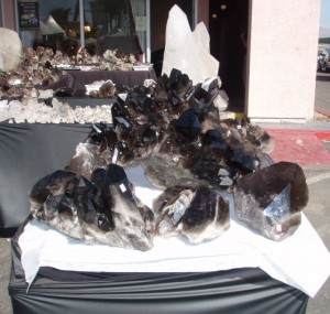 Smokey Quartz cluster from Brazil looked spectacular in the sun.