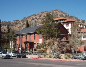 The Bisbee Mining & Historical Museum is in the old Copper Queen Mine Headquarters building.  The historic Copper Queen Hotel is in the background.