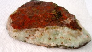 A seam of Copper bearing Prehnite from the Cliff Mine.