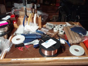 The workbench was a mess today; not to worry; I'll just put stuff on the dining room table.