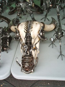 Would you believe a Steer Head Robot. Made from junk.
