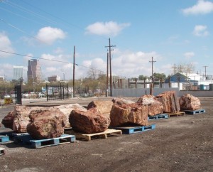 The skyline of Tucson enhanced by Petrified Wood-very cool.