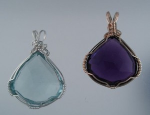 Faceted Aquamarine and Amethyst; simply wrapped;simply beautiful.