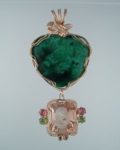 Green Victoria Stone, Peridot, Pink Topaz, and Morganite