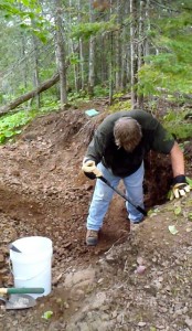 Here I am "slamming" agates out of a ledge.  I call these SISU Agates, because they are so hard to get.