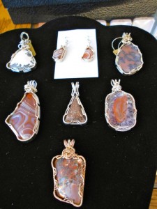 Random Pendants and Earrings of Lake Superior Agate, Datolite, and Firebrick (that I showed before)..