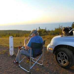Wire wrapping on the top of Brockway Mountain awaiting the sunset.