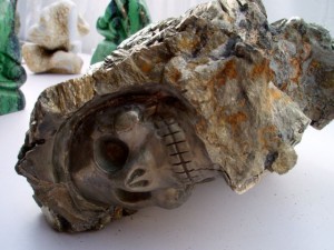 A skull carved in Pyrite.  It really shined in the sun.