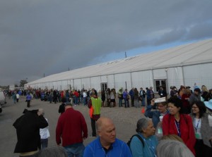 The line forms early at the Gem Mall-Just get out of the, or get bloody from a "Bead Lady's" luggage.