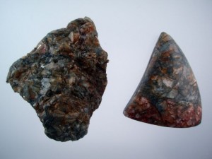 Binghamite before and after.  It's a shame you cannot see the tigers eye like colors in this beauty from Minnesota's Iron Range.