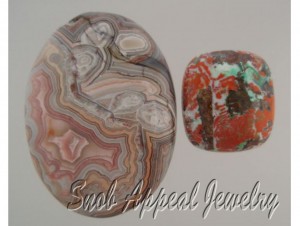 Mexican Crazy Lane Agate along side an Aspenite Cabochon the day they were purchased.
