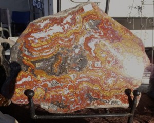 A big ultra rare Wingate Pass Agate. $1200 and worth it. I make jewelry and seldom collect specimens; But I was real tempted.