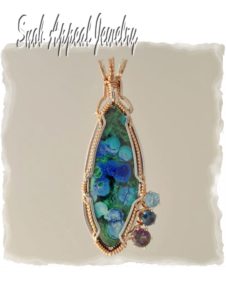 Morenci Flowers Azurite/Malachite Pendant with gemstones