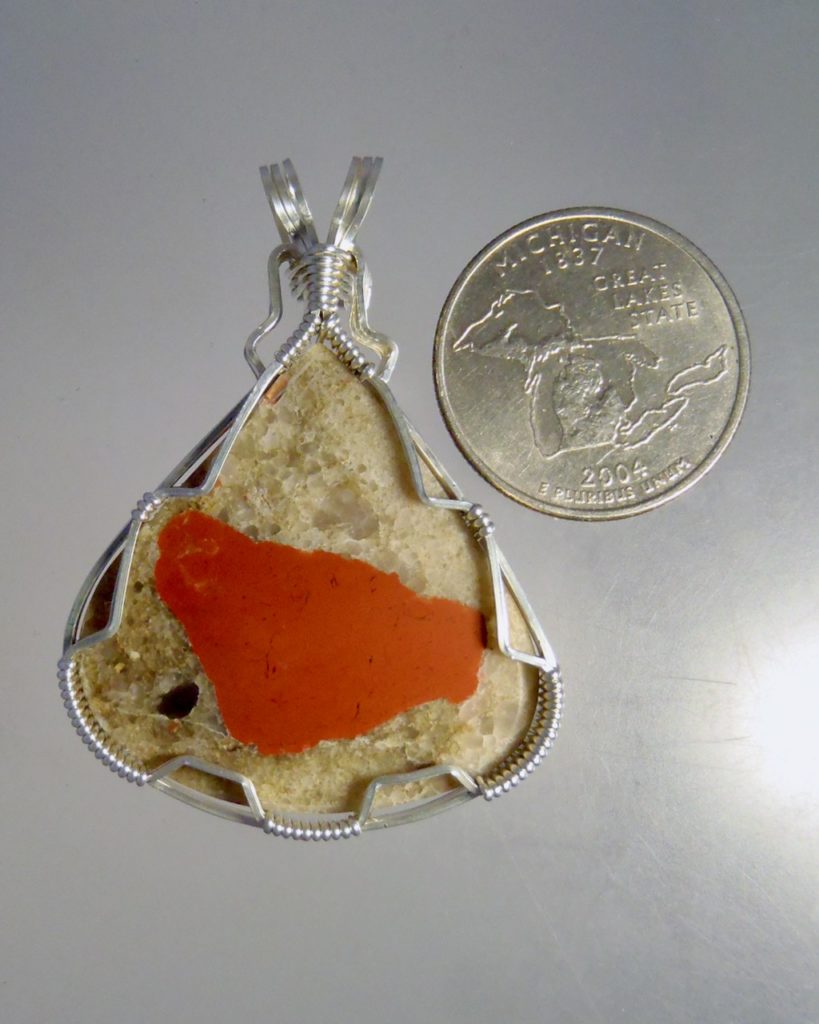 Pudding Stone Jasper Pendant with Large red spot