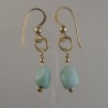 Larimar nugget on gold ring Earring