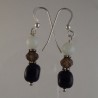 Black agate with smoky quartz and white agate earrings