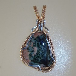 Phenomenal Viewpoint Wire Wrapped Greenstone Pendant 