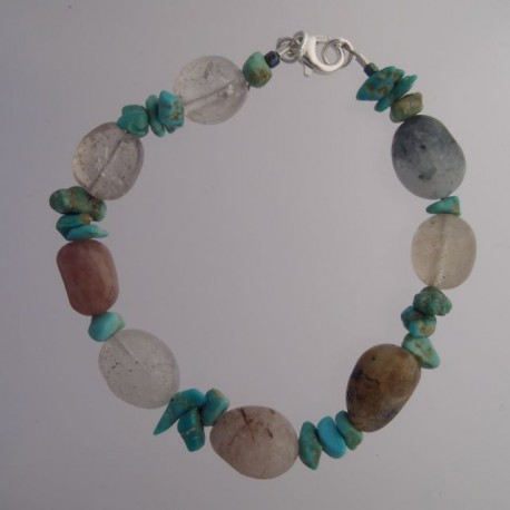  Fox Turquoise and Rutilated Quartz Bracelet