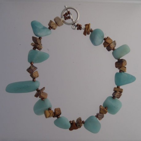 Amazonite Nuggets and Picture Jasper Chips Bracelet