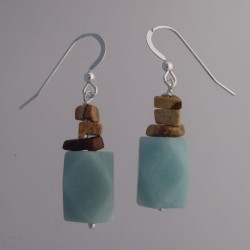 Amazonite Nuggets and Picture Jasper Chips Earrings