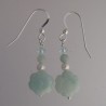 Amazonite Flower with Pearl and Crystal Earrings