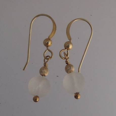 Frosted Quartz and Gold Fill Earrings