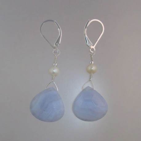 Faceted Blue Lace Agate Earrings