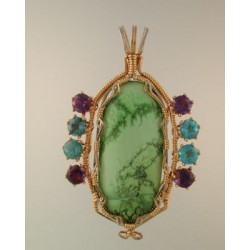 Dazzling Variscite with Gems Pendant