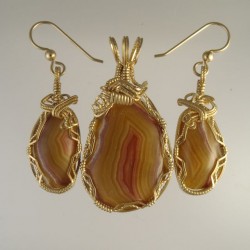 Golden Queensland Agate Jewelry Set