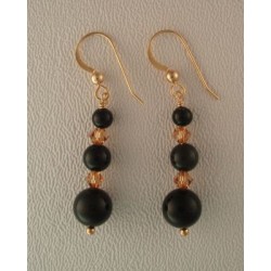 Black Stone with Swarovski Crystals Earring