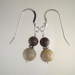 Petoskey Stone Bead Earrings