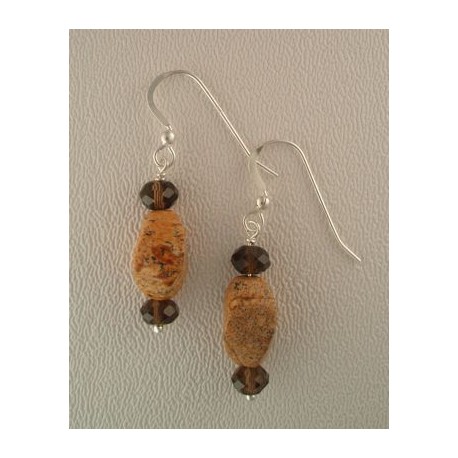 Picture Jasper/Smoky Quartz Earrings