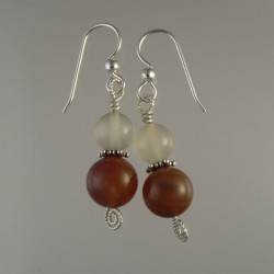 Lake Superior Agate Earrings with White Agate