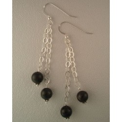 Black Agate/Chain Earrings