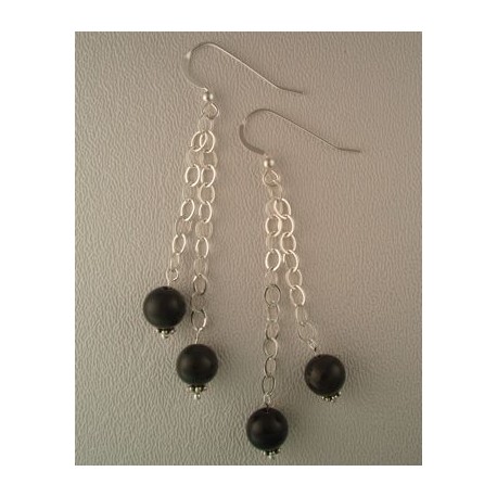 Black Agate/Chain Earrings