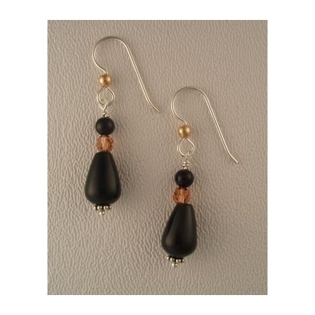 Black Agate/Swarovski Earrings