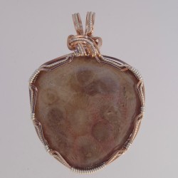 Pink Badge Pink Petoskey Stone Pendant