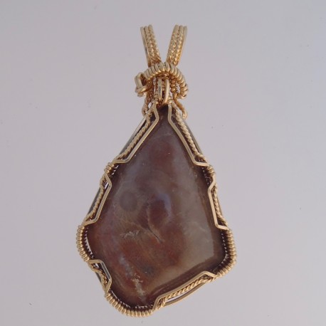 Dark Red Pink Petoskey Stone Pendant