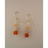 Carnelian, Agate, Golden Jade Earring