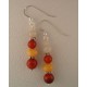 Carnelian/Golden Jade Earring